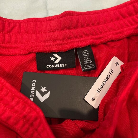 NWT Converse Shorts Red Medium Knit Comfy Casual Athletic Retro Classic $60 NEW - Picture 3 of 9